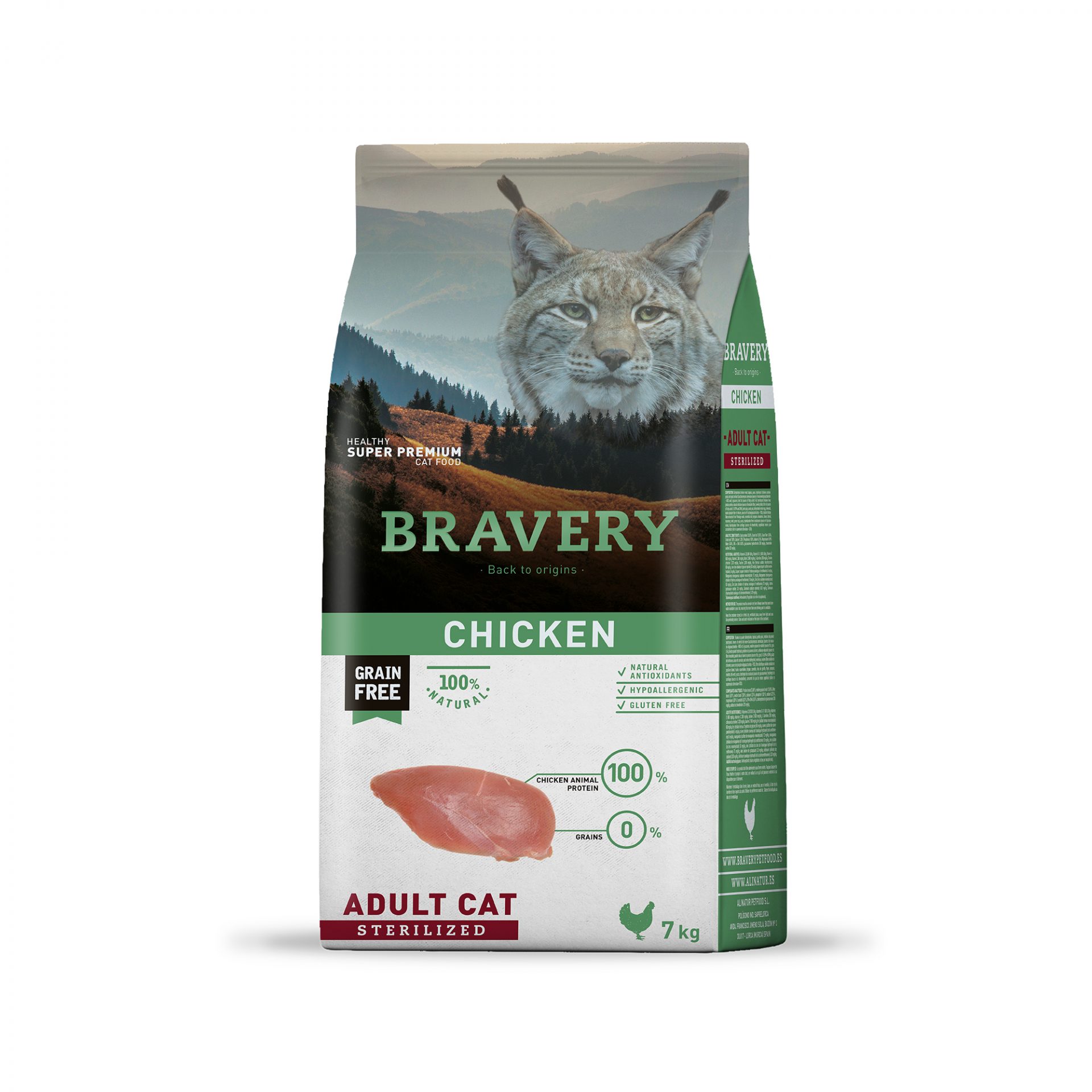 4GA070003 BRAVERY CHICKEN ADULT CAT STERILIZED 7 KG - Imagen 1