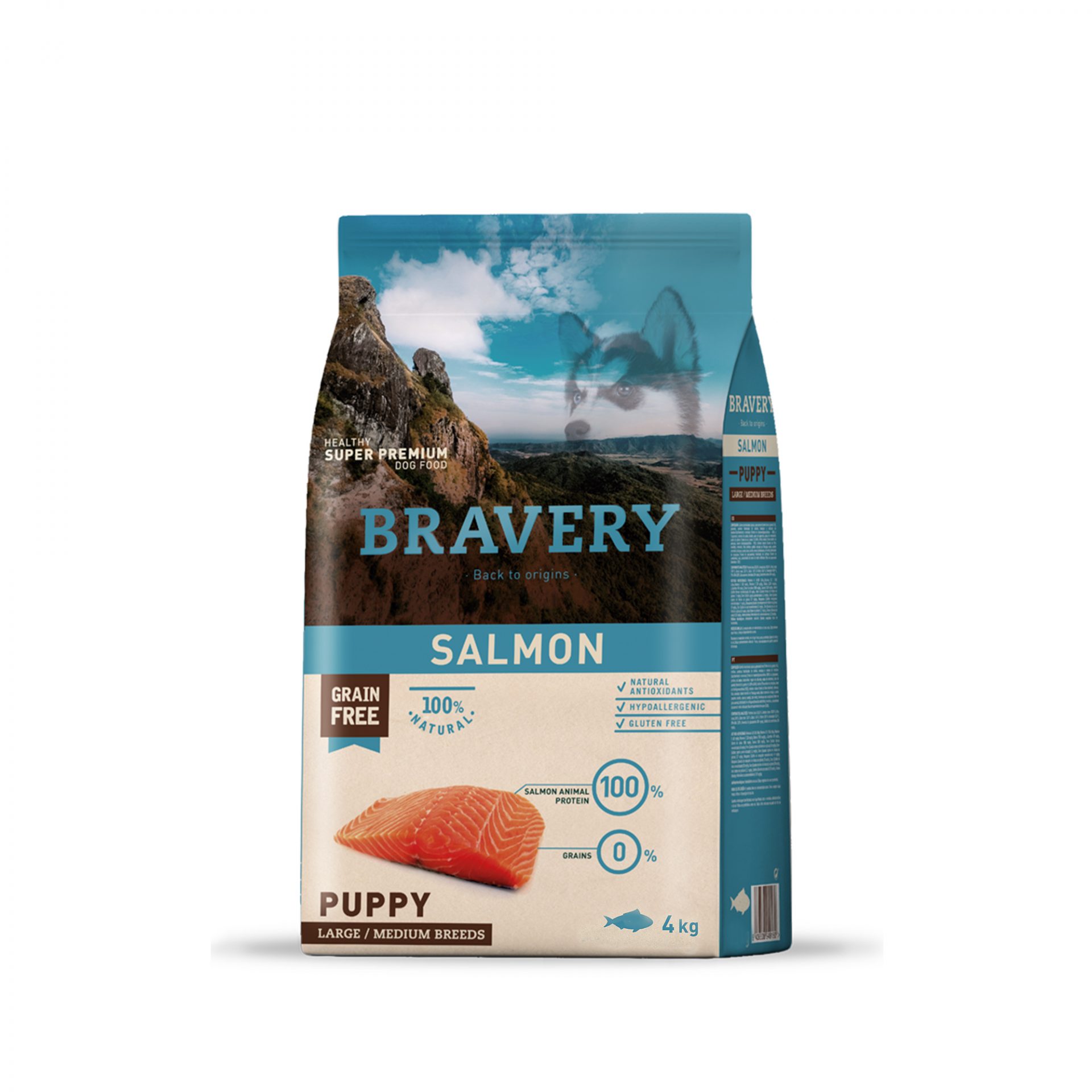 4PE040070 BRAVERY SALMON PUPPY LARGE/MEDIUM BREEDS 4 KG - Imagen 1
