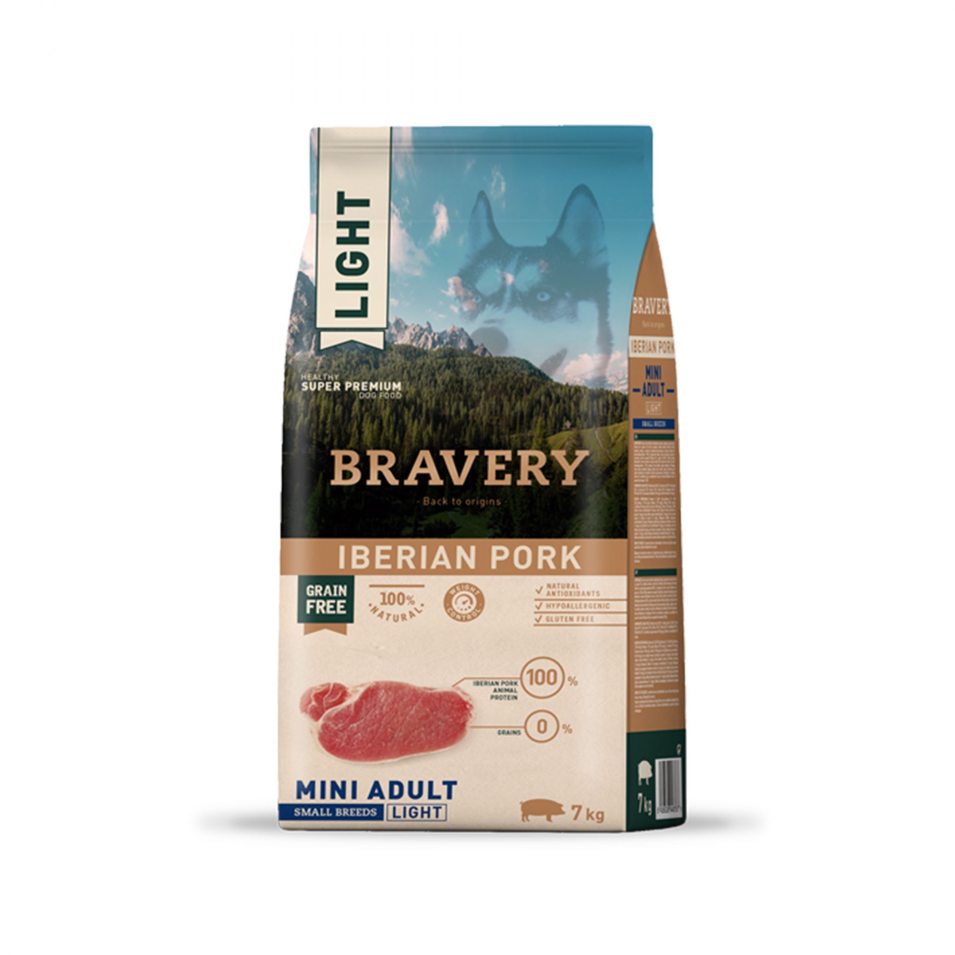 4PE070006 BRAVERY LIGHT IBERIAN PORK MINI ADULT SMALL BREEDS 7 KG - Imagen 1