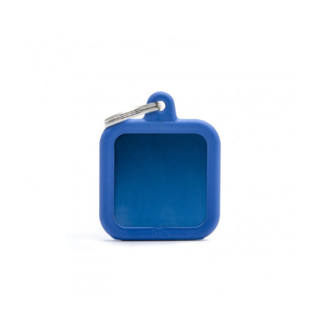HTA03BLUE (1) MY FAMILY ALUMINIUM BLUE SQUARE WITH BLUE RUBBER - Imagen 1