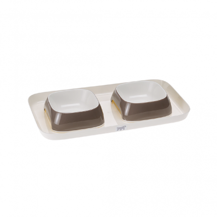 FP BANDEJA GLAM SMALL C/PLATOS, 40x23 cm/800 ml x2, GRIS