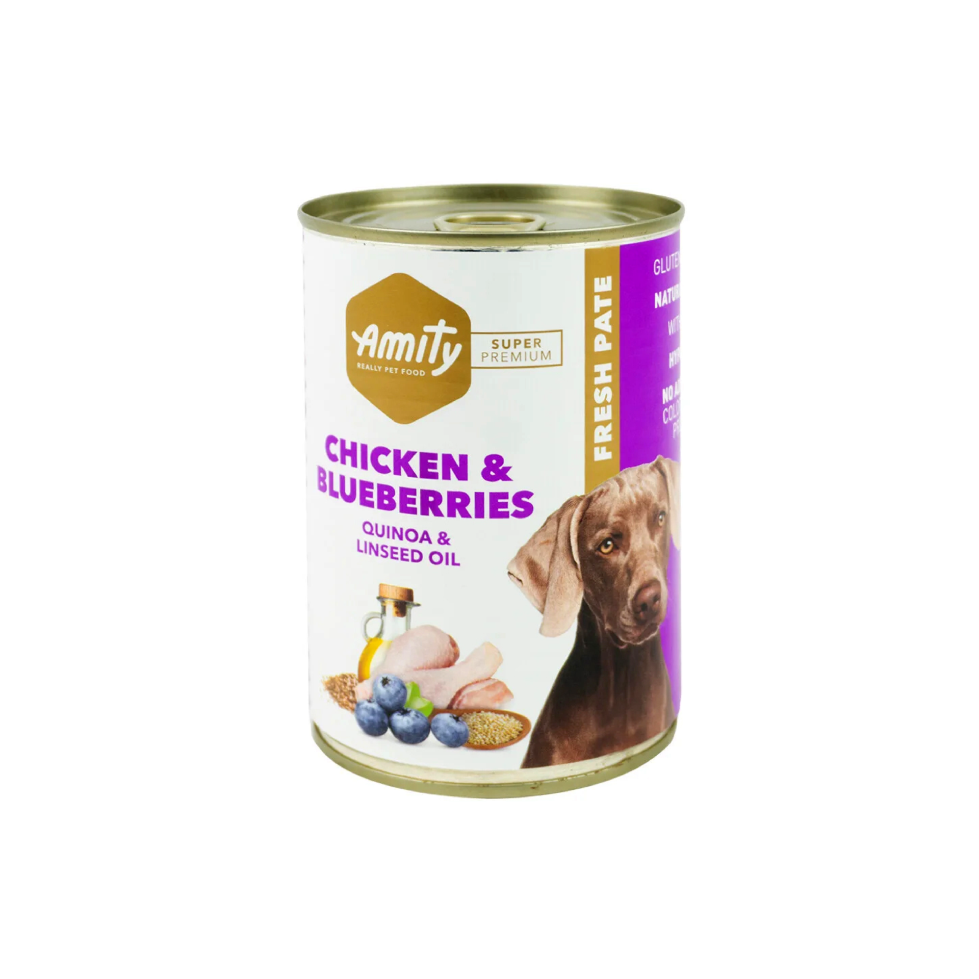 5PE40003 AMITY CHICKEN AND BLUEBERRIES ADULT DOG WET FOOD 400 GR - Imagen 1
