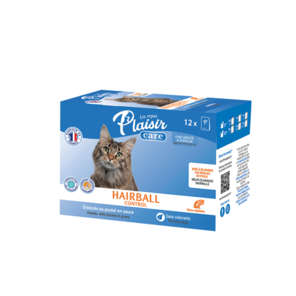 PLAISIR CARE CHUNKS POUCH HAIRBALL CONTROL, 12 X 85 GR