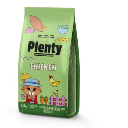 PLENTY STERILIZED CAT CHICKEN, 1,5 KG