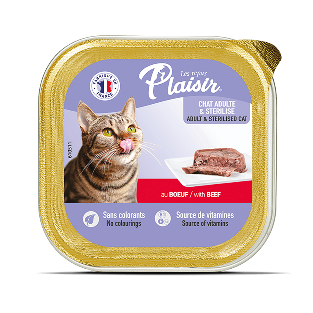 Pate-con-buey-para-gato-adulto-100gr PLAISIR PATE ALUTRAY ADULT CAT BEEF, 100 GR - Imagen 1